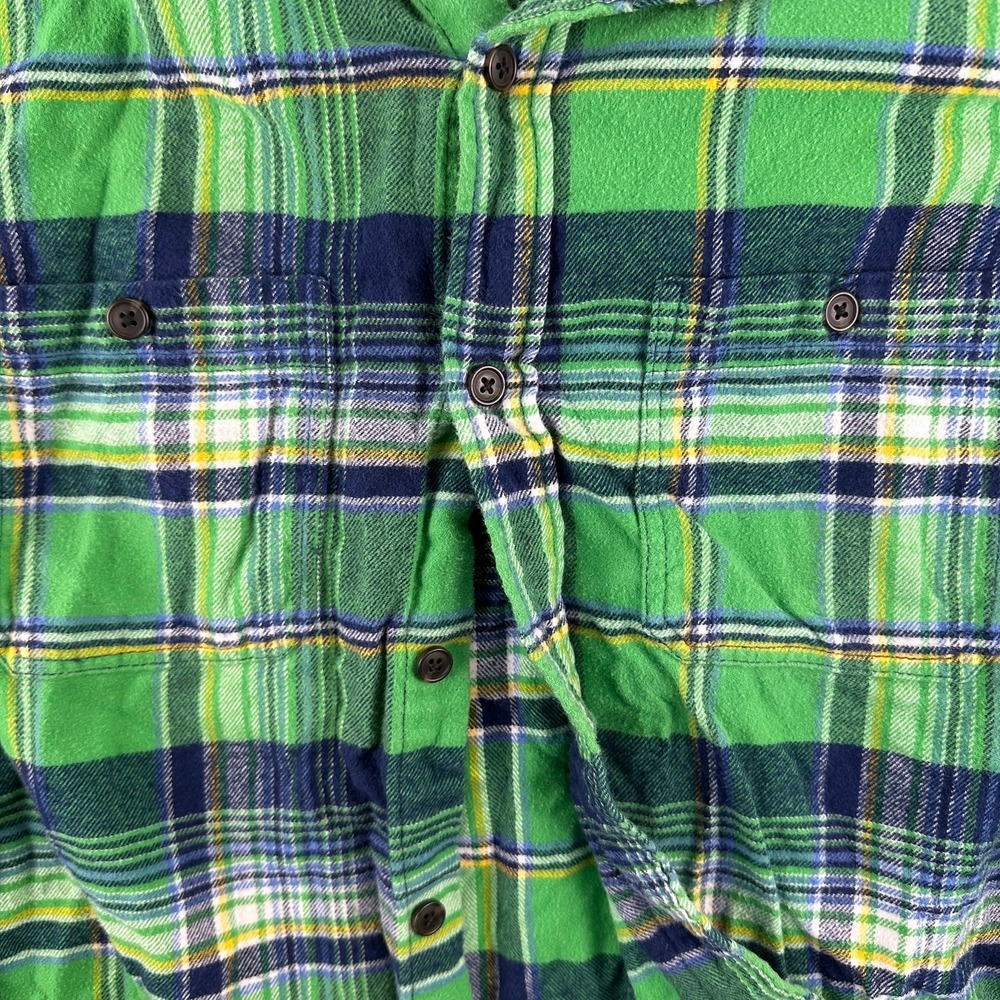 GAP Flannel Shirt‎ Plaid Button Up Long Sleeve Green Blue Mens Size L - Picture 5 of 6